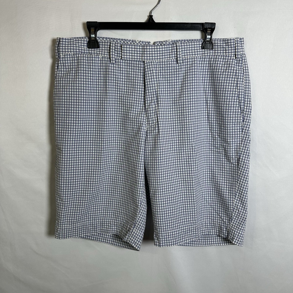 Polo Ralph Lauren Men's Blue White Gingham Checkered Plaid Shorts Size 36x9